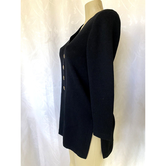 St John Basics Blazer Jacket Cardigan Santana Knit Long Sleeve Black V N… - Picture 3 of 6